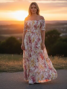 No Brand Vintage Cute Flower Dress Size M-L